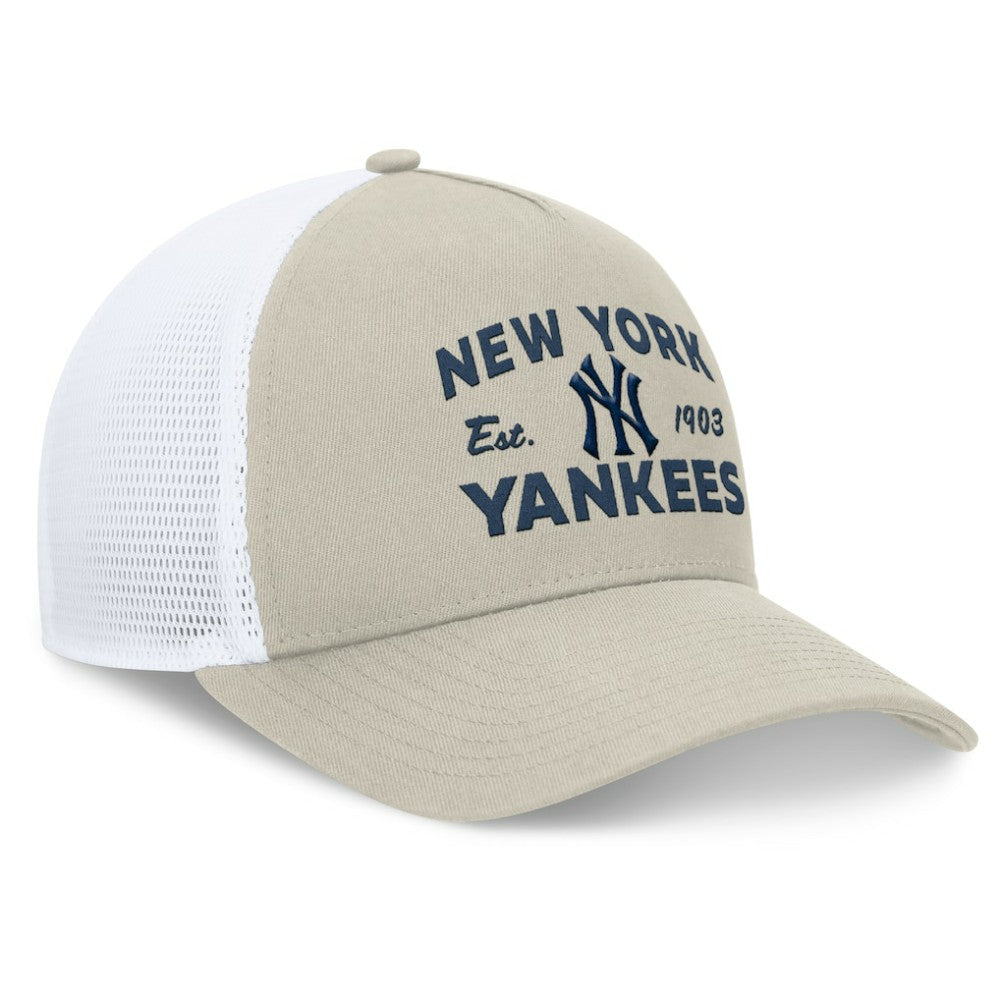 New York Yankees Fanatics A-Frame Trucker Adjustable Hat - Stone - Fanatics Lifestyle