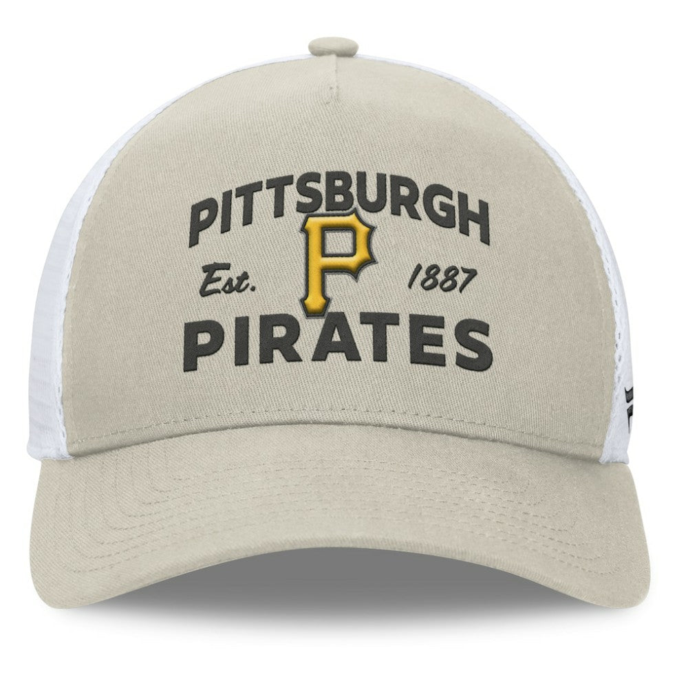 Pittsburgh Pirates Fanatics A-Frame Trucker Adjustable Hat - Stone - Fanatics Discount