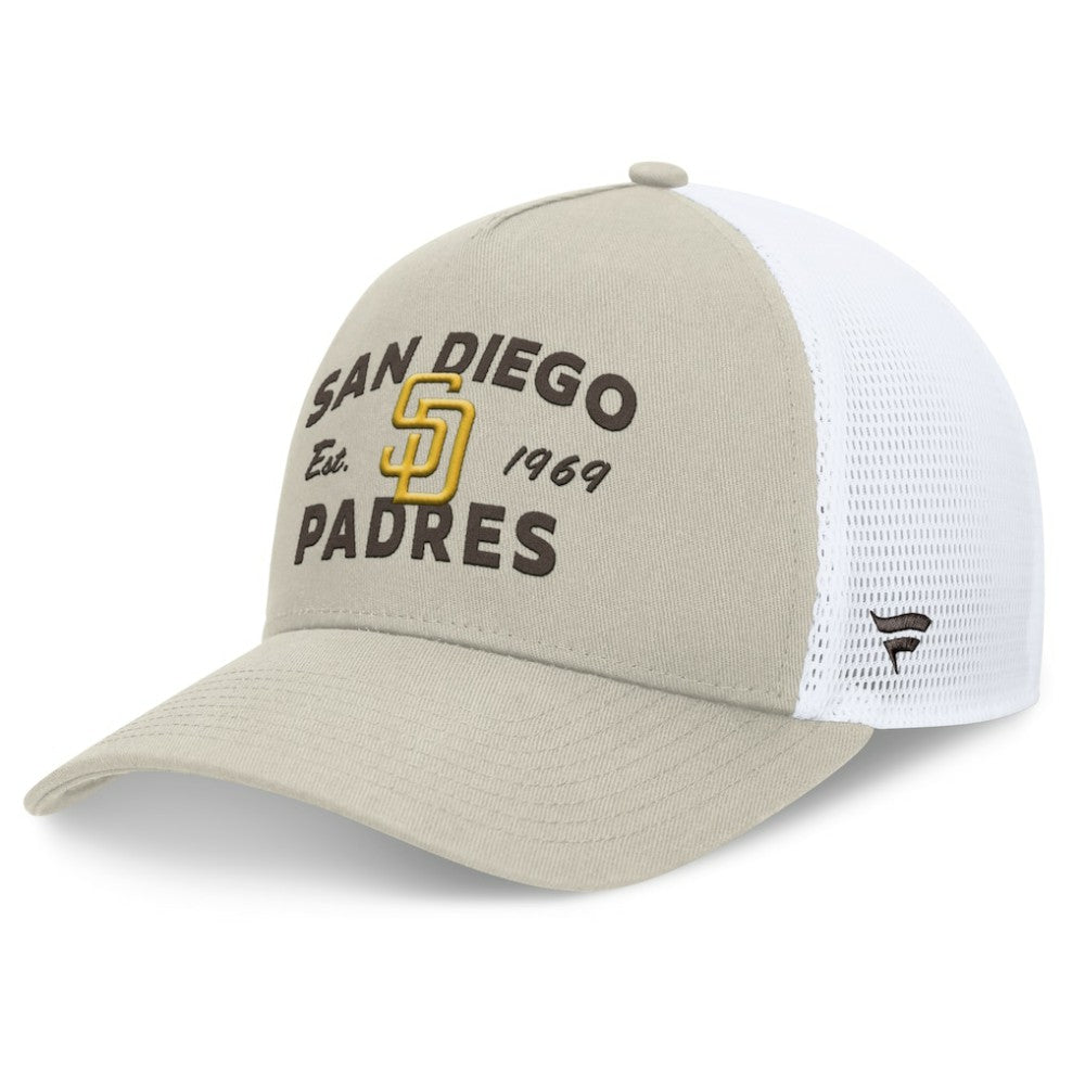 San Diego Padres Fanatics A-Frame Trucker Adjustable Hat - Stone - Fanatics Sale