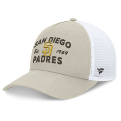 San Diego Padres Fanatics A-Frame Trucker Adjustable Hat - Stone - Fanatics Sale