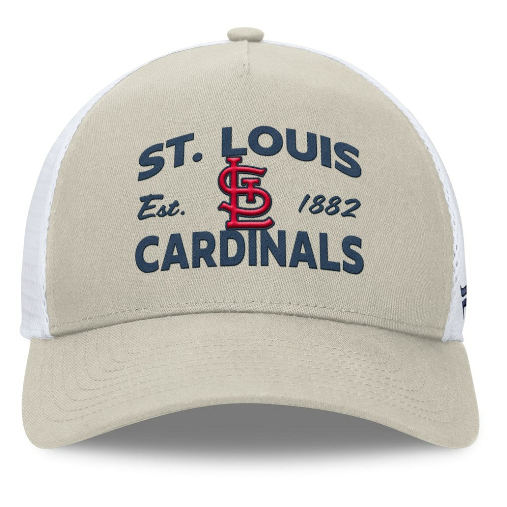 St. Louis Cardinals Fanatics A-Frame Trucker Adjustable Hat - Stone - Fanatics Lifestyle