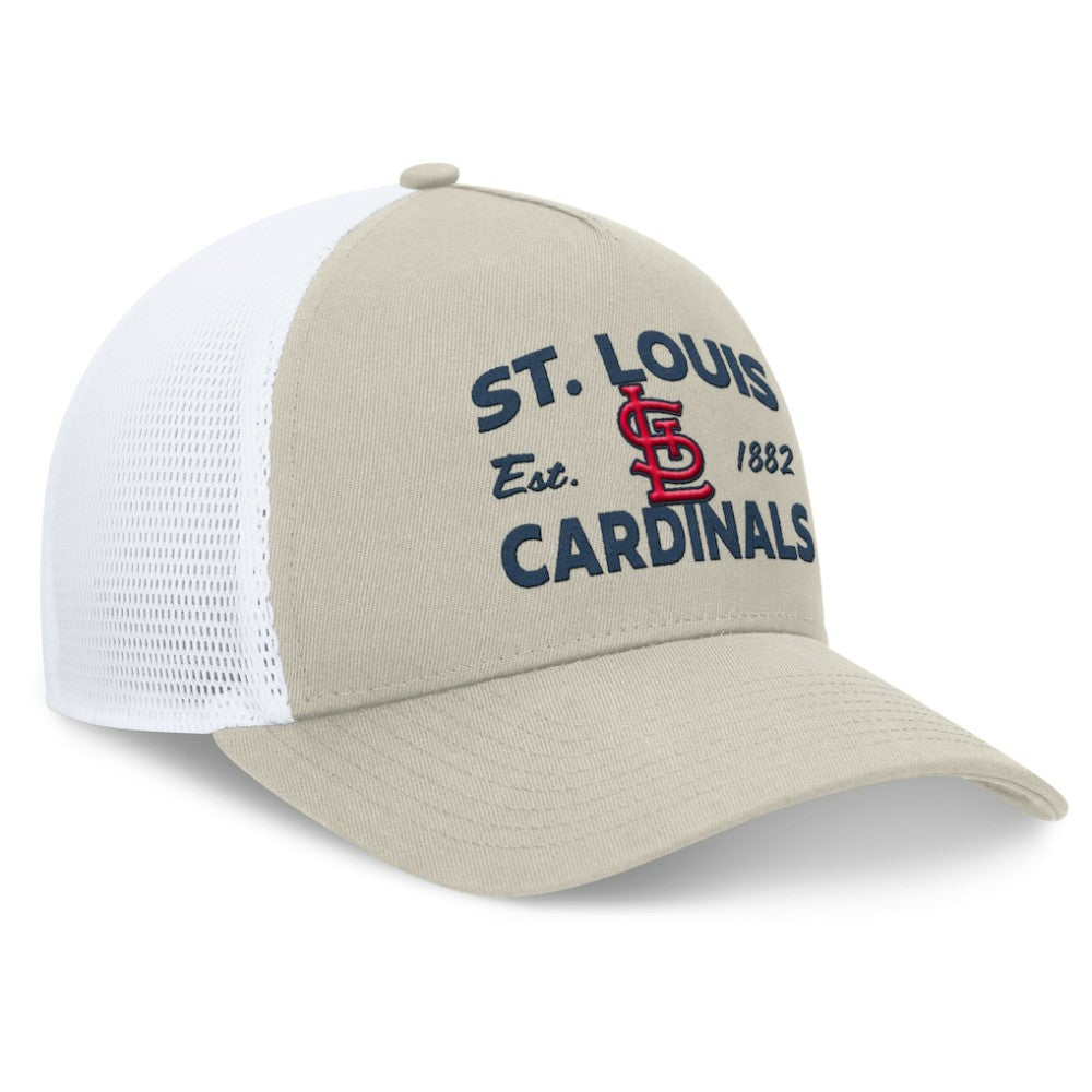 St. Louis Cardinals Fanatics A-Frame Trucker Adjustable Hat - Stone - Fanatics Lifestyle
