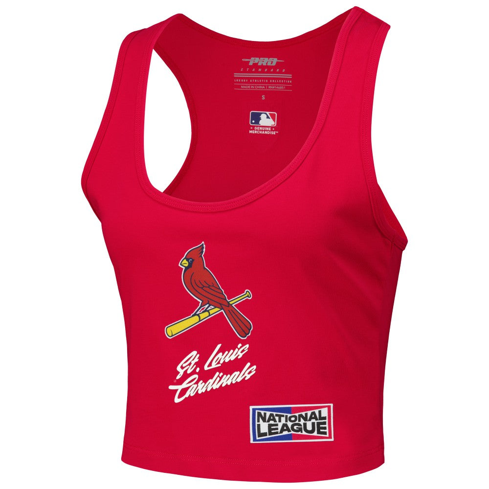 St. Louis Cardinals Pro Standard Women's Fast Lane Fitted Tri-Blend Cropped Tank Top - Red - MLB on Sale
