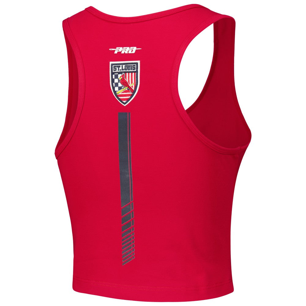 St. Louis Cardinals Pro Standard Women's Fast Lane Fitted Tri-Blend Cropped Tank Top - Red - MLB on Sale