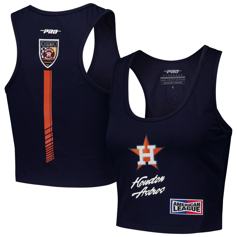 Houston Astros Pro Standard Women's Fast Lane Fitted Tri-Blend Cropped Tank Top - Navy - MLB Lifestyle