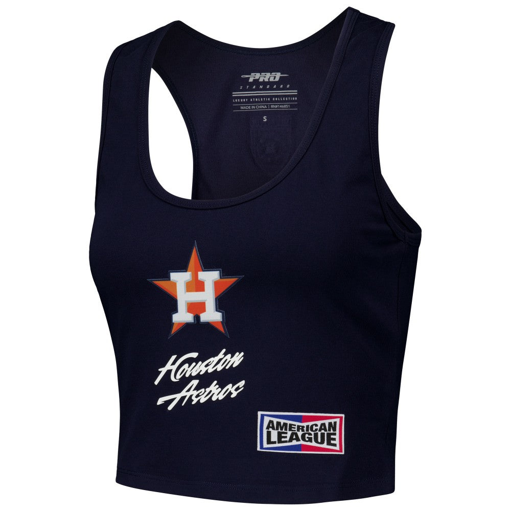 Houston Astros Pro Standard Women's Fast Lane Fitted Tri-Blend Cropped Tank Top - Navy - MLB Lifestyle