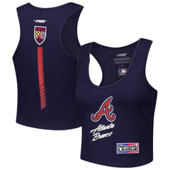 Atlanta Braves Pro Standard Women's Fast Lane Fitted Tri-Blend Cropped Tank Top - Navy - MLB Sale