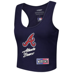 Atlanta Braves Pro Standard Women's Fast Lane Fitted Tri-Blend Cropped Tank Top - Navy - MLB Sale