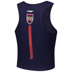 Atlanta Braves Pro Standard Women's Fast Lane Fitted Tri-Blend Cropped Tank Top - Navy - MLB Sale
