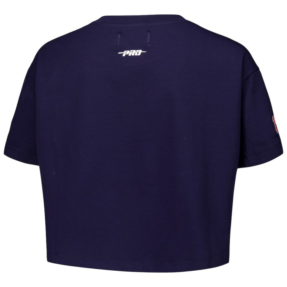 Atlanta Braves Pro Standard Women's Made To Play Boxy Cropped T-Shirt - Navy - MLB on Sale