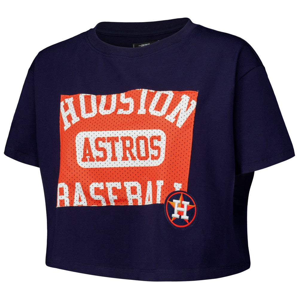 Houston Astros Pro Standard Women's Made To Play Boxy Cropped T-Shirt - Navy - MLB Online