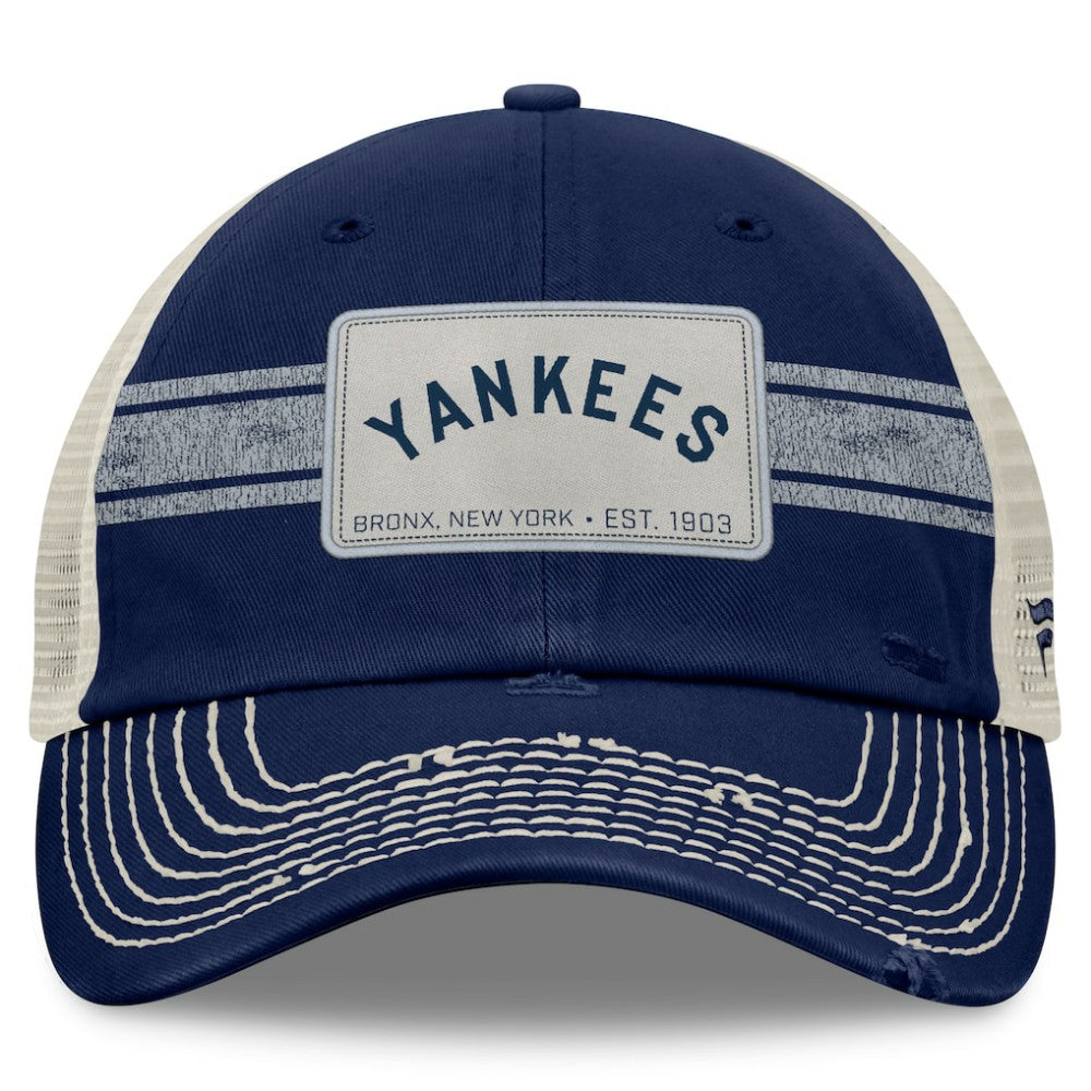 New York Yankees Fanatics  Heritage Stripe Trucker Adjustable Hat - Navy/Natural - Fanatics on Sale