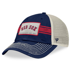 Boston Red Sox Fanatics  Heritage Stripe Trucker Adjustable Hat - Navy/Natural - Fanatics Discount