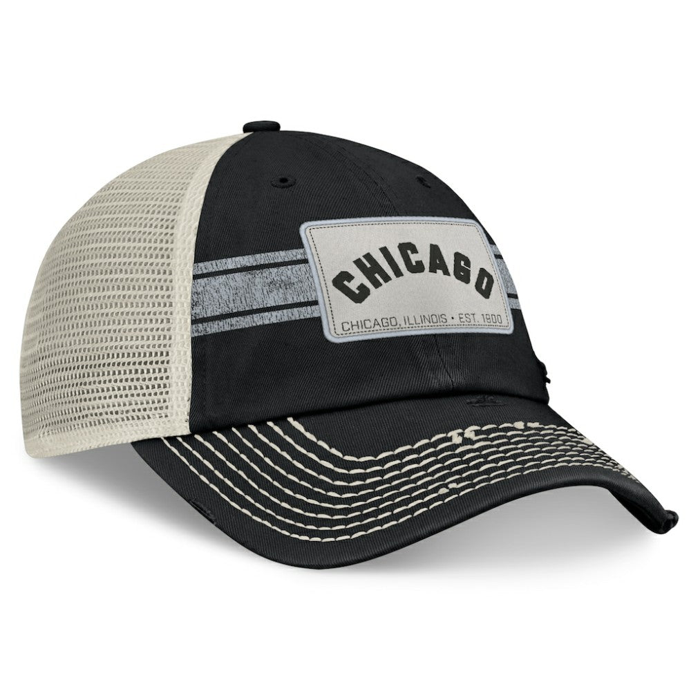 Chicago White Sox Fanatics  Heritage Stripe Trucker Adjustable Hat - Black/Natural - Fanatics on Sale