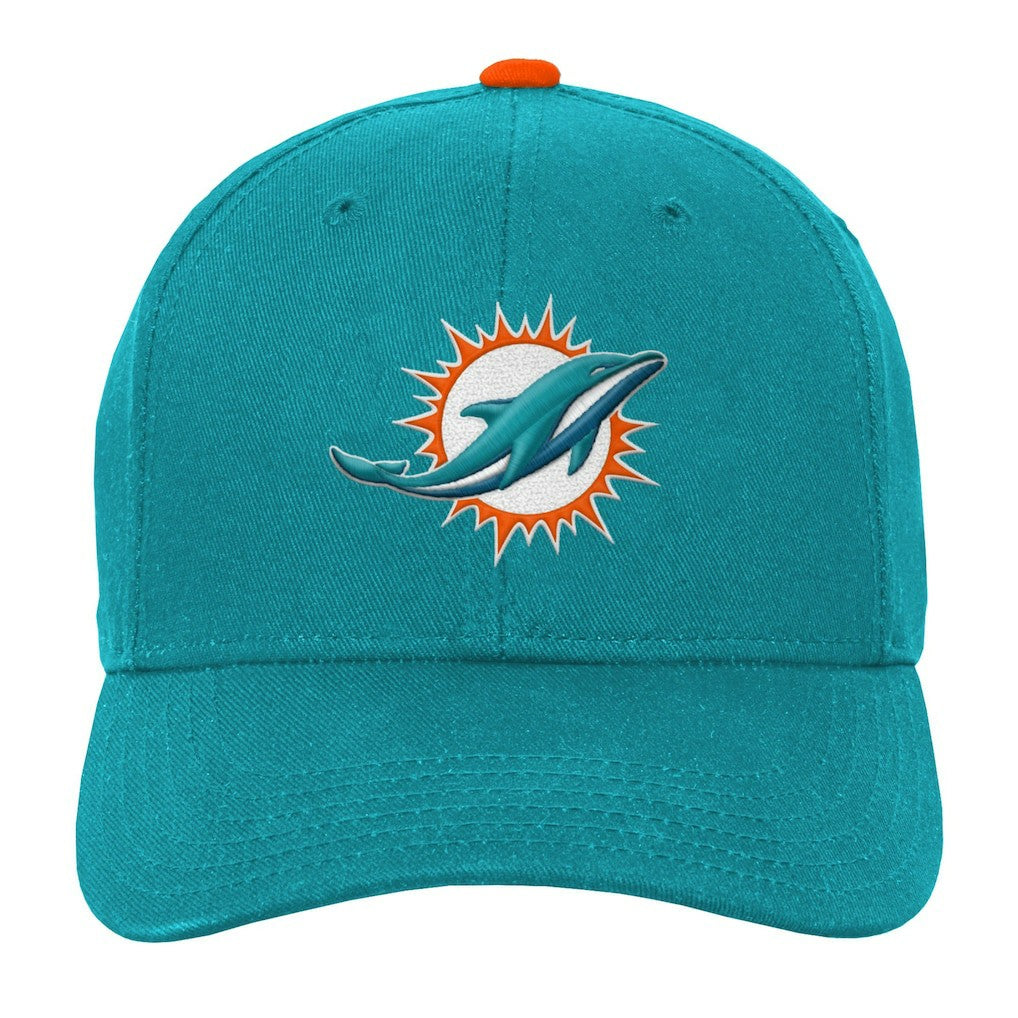 Miami Dolphins Youth Team Pre-Curved Adjustable Hat Aqua
