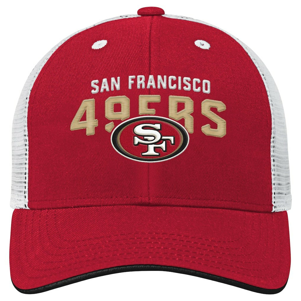San Francisco 49ers Youth Core Lockup Trucker Adjustable Hat Scarlet