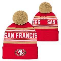 San Francisco 49ers Youth Jacquard Cuffed Knit Hat with Pom Scarlet