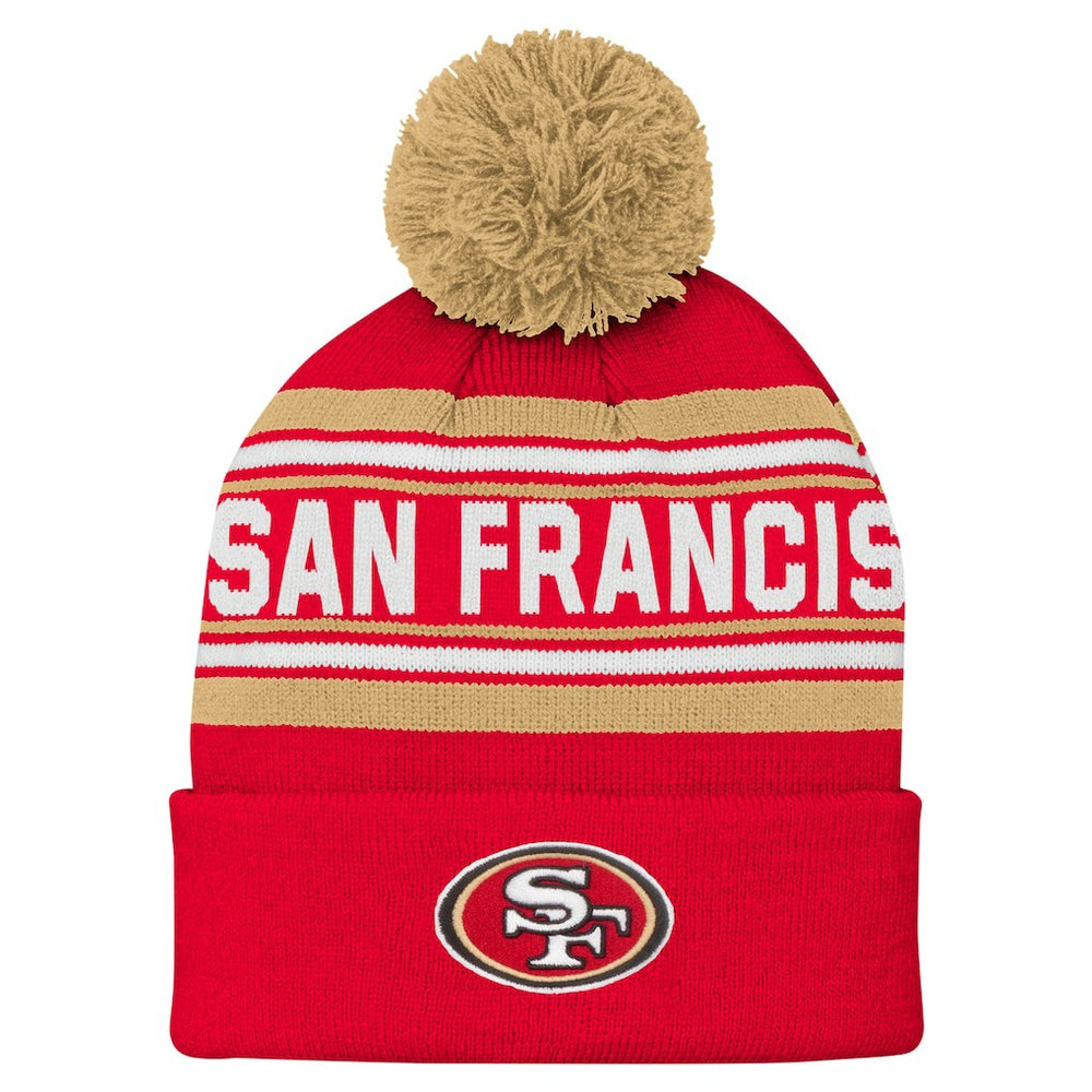 San Francisco 49ers Youth Jacquard Cuffed Knit Hat with Pom Scarlet