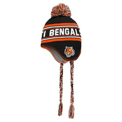 Cincinnati Bengals Youth Jacquard Tassel Knit Hat with Pom Black