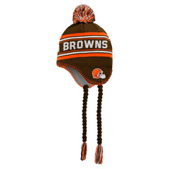 Cleveland Browns Youth Jacquard Tassel Knit Hat with Pom Brown