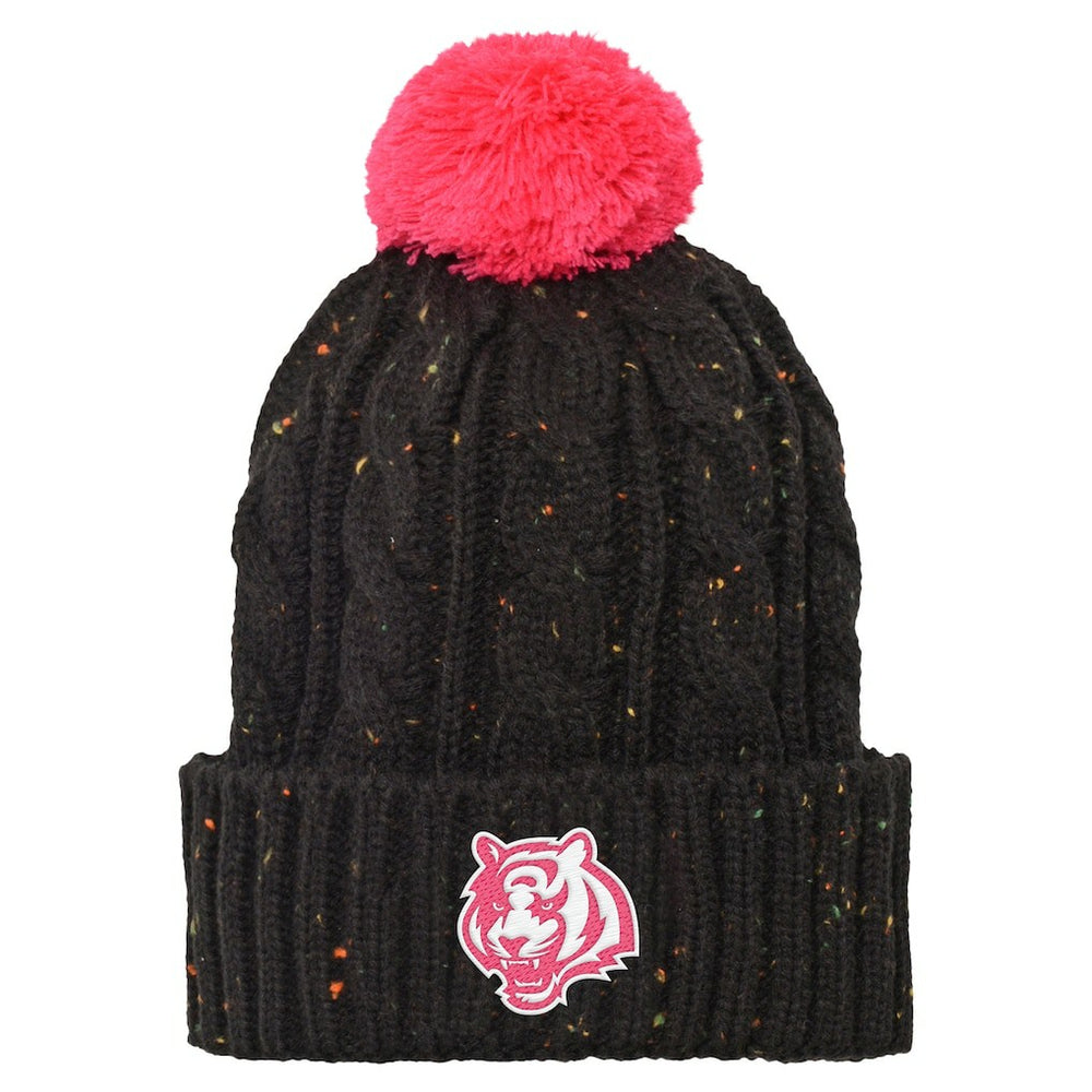 Cincinnati Bengals Girls Youth Nep Yarn Cuffed Knit Hat with Pom Black