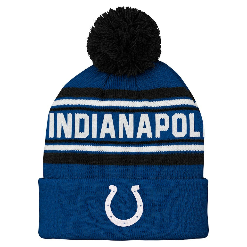 Indianapolis Colts Preschool Jacquard Cuffed Knit Hat with Pom Royal