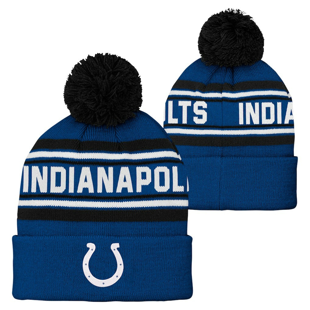 Indianapolis Colts Preschool Jacquard Cuffed Knit Hat with Pom Royal