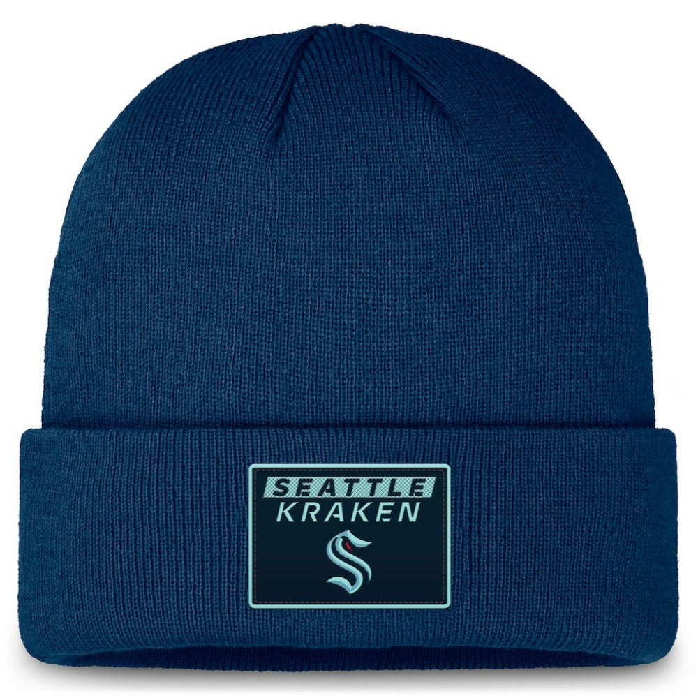Seattle Kraken Fanatics Authentic Pro Cuffed Knit Hat - Deep Sea Blue - NHL 200897464