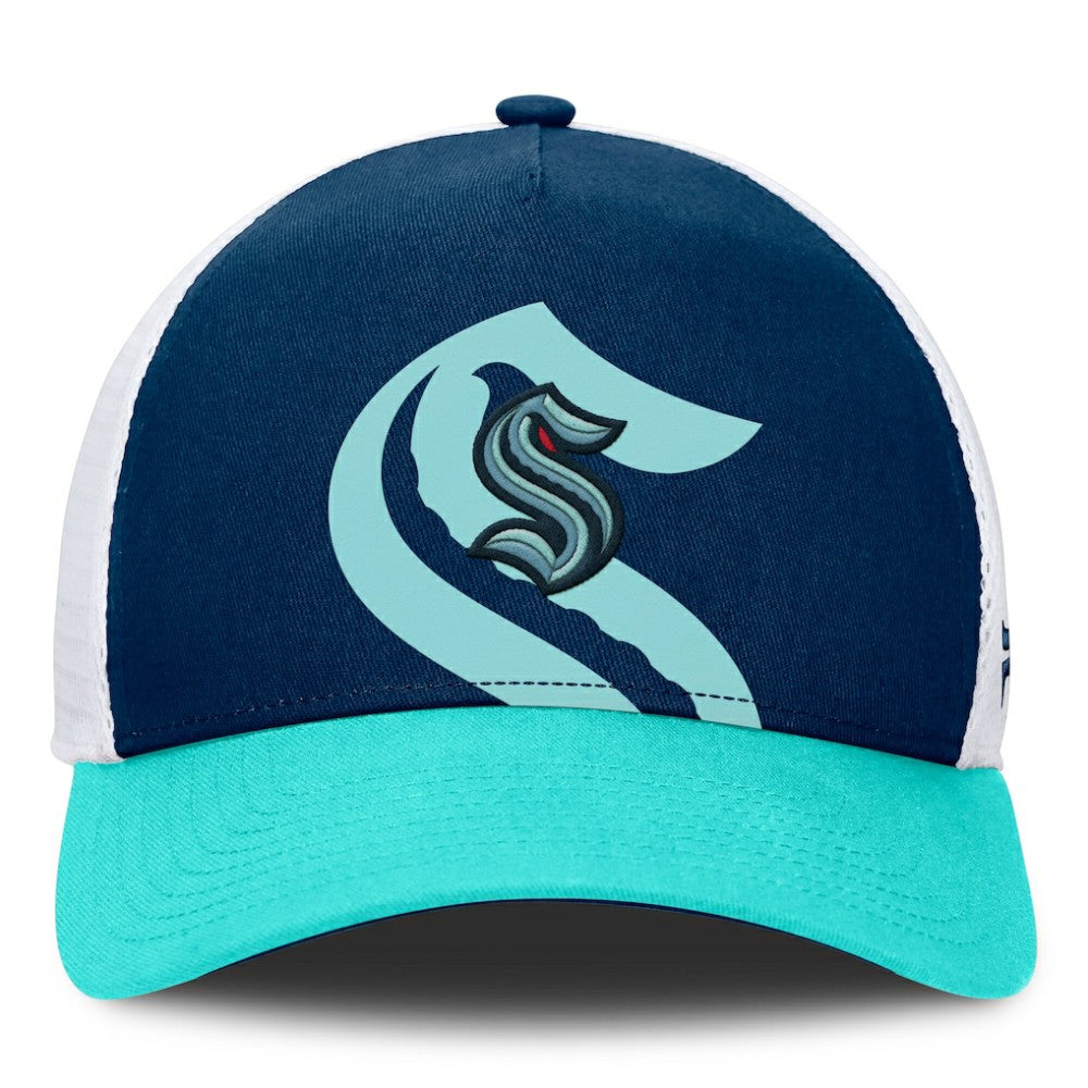 Seattle Kraken Fanatics Authentic Pro A-Frame Rink Adjustable Hat - Deep Sea Blue/Light Blue - NHL 200897601