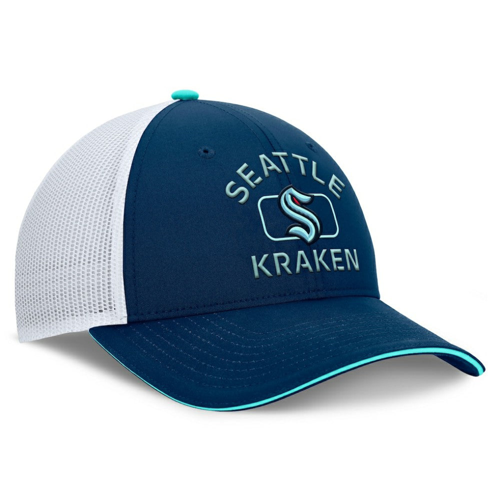 Seattle Kraken Fanatics Authentic Pro Rink Trucker Hat - Deep Sea Blue/White - NHL 200897647