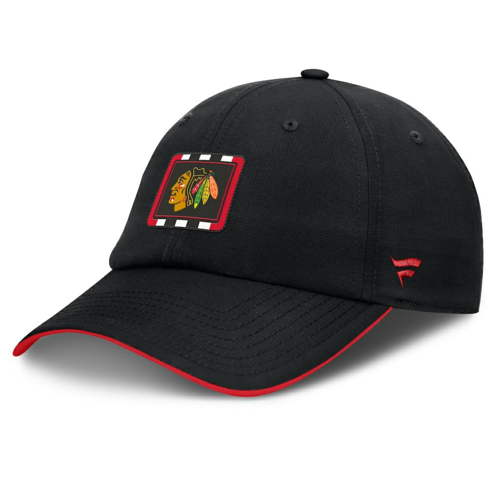 Chicago Blackhawks Fanatics Authentic Pro Ripstop Adjustable Hat - Black/Red - NHL 200897695