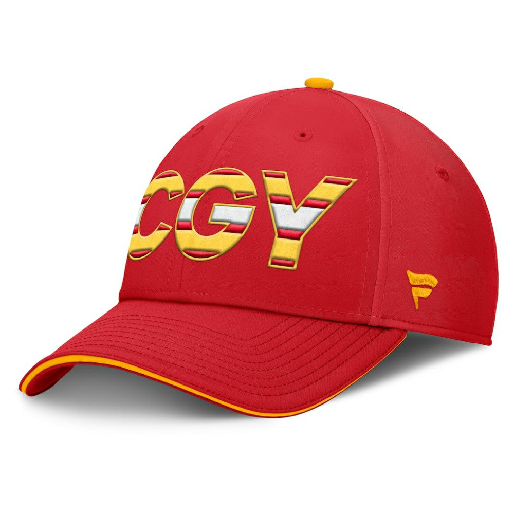 Calgary Flames Fanatics Authentic Pro Rink Team Code Flex Hat - Red/Gold - NHL 200897737