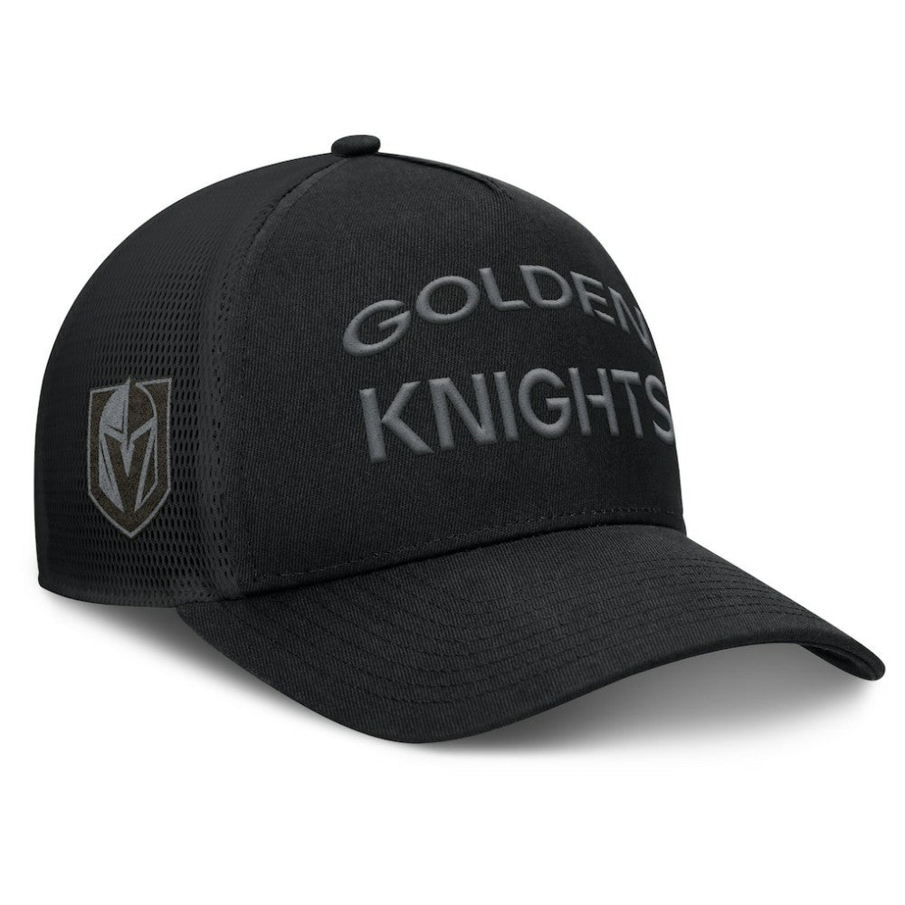 Vegas Golden Knights Fanatics Authentic Pro Road Stack Text A-Frame Adjustable Hat - Black - NHL 200897824