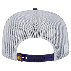 Phoenix Suns Puff Print Team Code A-Frame 9FIFTY Trucker Snapback Hat Purple | New Era Near Me