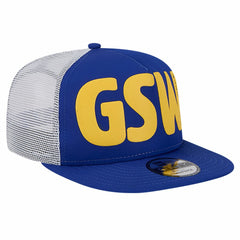 Golden State Warriors Puff Print Team Code A-Frame 9FIFTY Trucker Snapback Hat for sale Royal | New Era discount