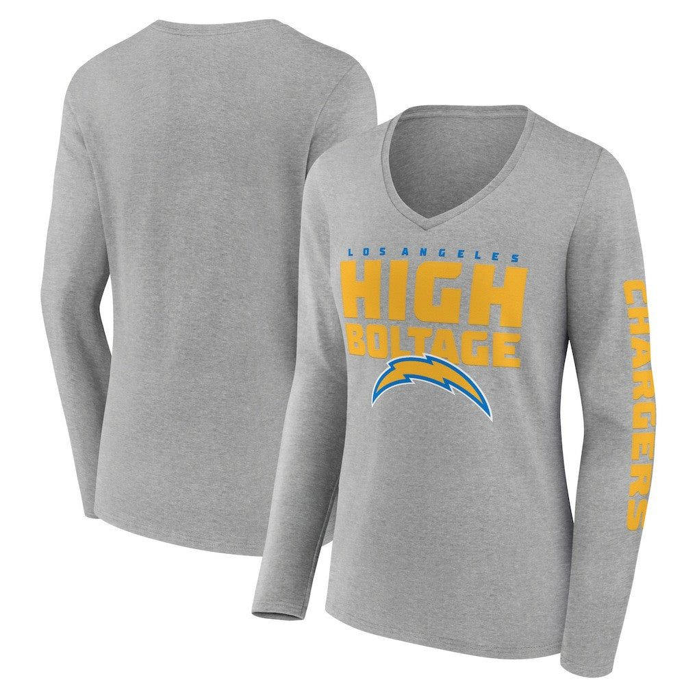 Fanatics Los Angeles Chargers Hometown Sweep Long Sleeve V-Neck T-Shirt Heather Gray