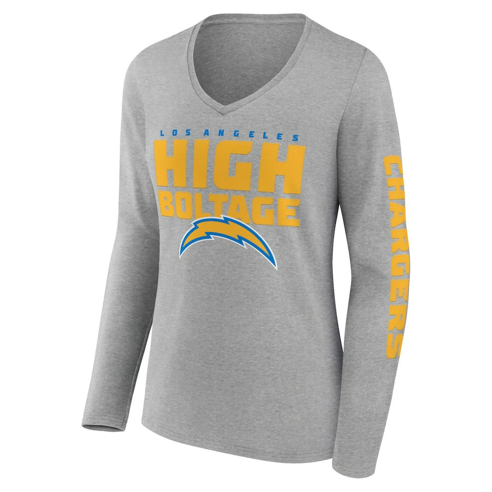 Fanatics Los Angeles Chargers Hometown Sweep Long Sleeve V-Neck T-Shirt Heather Gray
