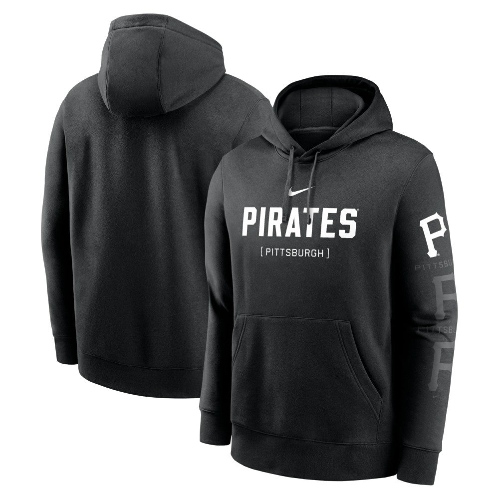 Pittsburgh Pirates Nike Fashion Club Pullover Hoodie - Black - Nike Lifestyle