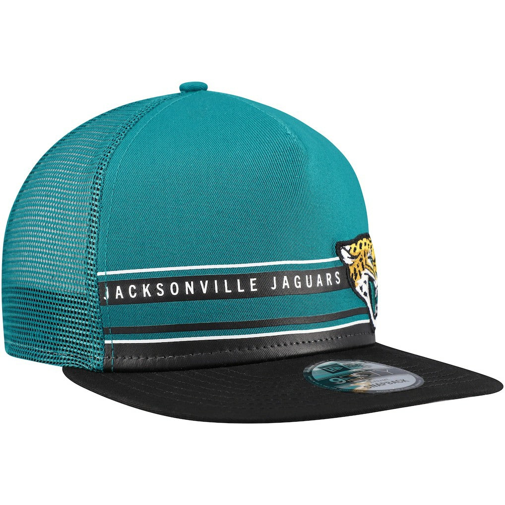 Jacksonville Jaguars New Era Half Stripe Trucker A-Frame 9FIFTY Snapback Hat Teal/Black