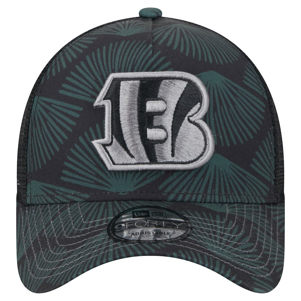 Cincinnati Bengals New Era Agave Trucker 9FORTY Adjustable Hat Black