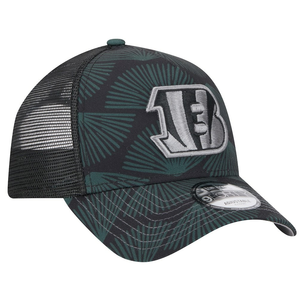 Cincinnati Bengals New Era Agave Trucker 9FORTY Adjustable Hat Black