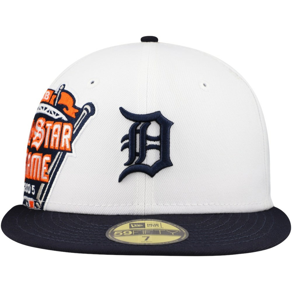 Detroit Tigers New Era Major Sidepatch 59FIFTY Fitted Hat - White/Navy - New Era Discount