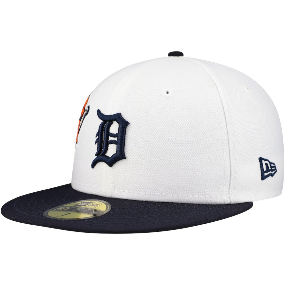 Detroit Tigers New Era Major Sidepatch 59FIFTY Fitted Hat - White/Navy - New Era Discount