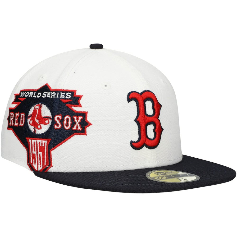 Boston Red Sox New Era Major Sidepatch 59FIFTY Fitted Hat - White/Navy - New Era on Sale