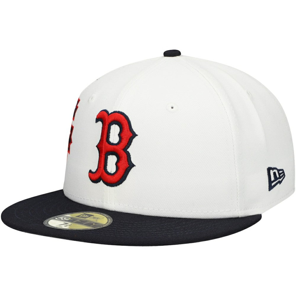 Boston Red Sox New Era Major Sidepatch 59FIFTY Fitted Hat - White/Navy - New Era on Sale