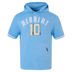 Justin Herbert Los Angeles Chargers Pro Standard Player Name & Number Hoodie T-Shirt Powder Blue