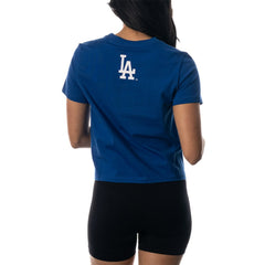 Los Angeles Dodgers The Wild Collective Women's Twist Front T-Shirt - Royal - MLB Lifestyle