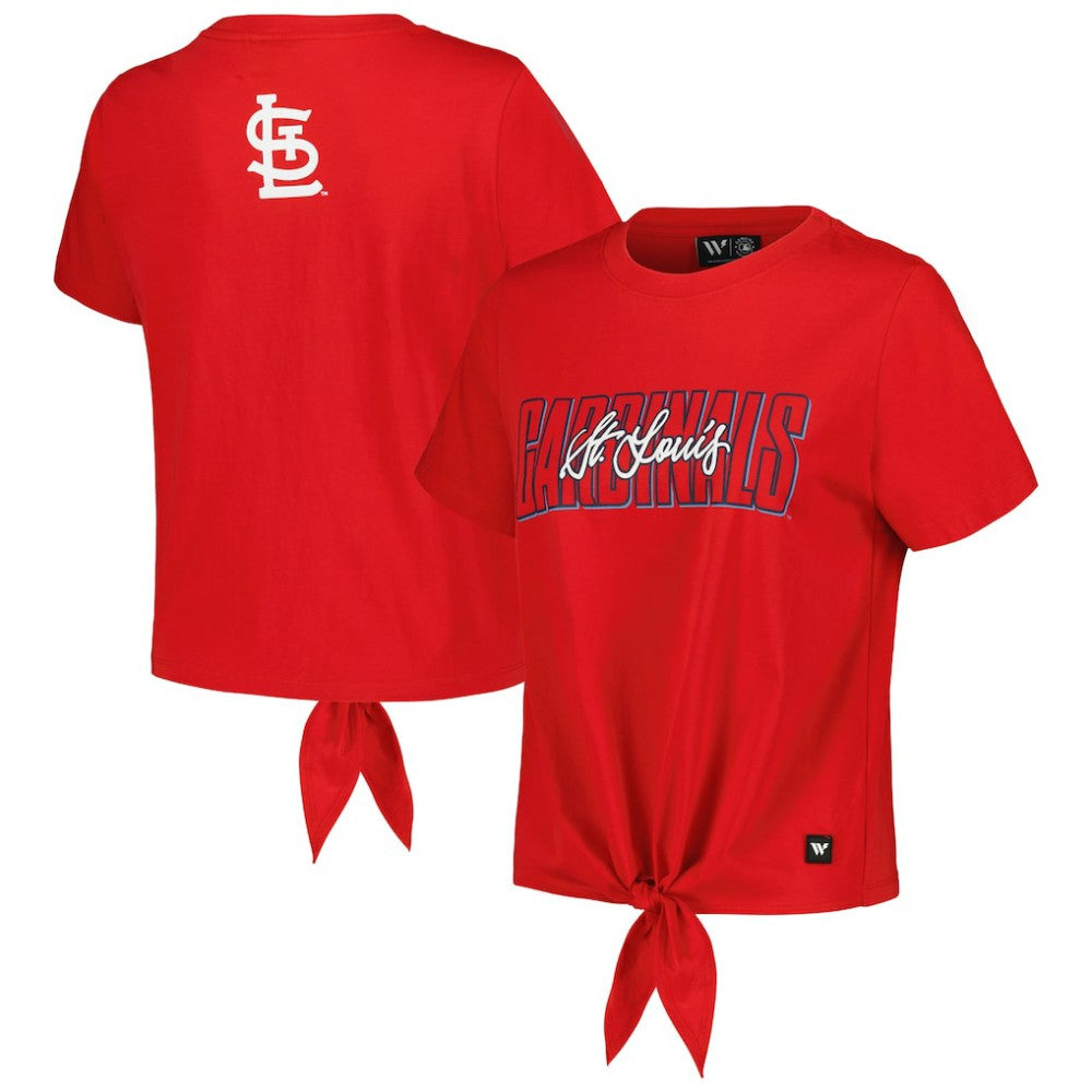 St. Louis Cardinals The Wild Collective Women's Twist Front T-Shirt - Red - MLB Discount