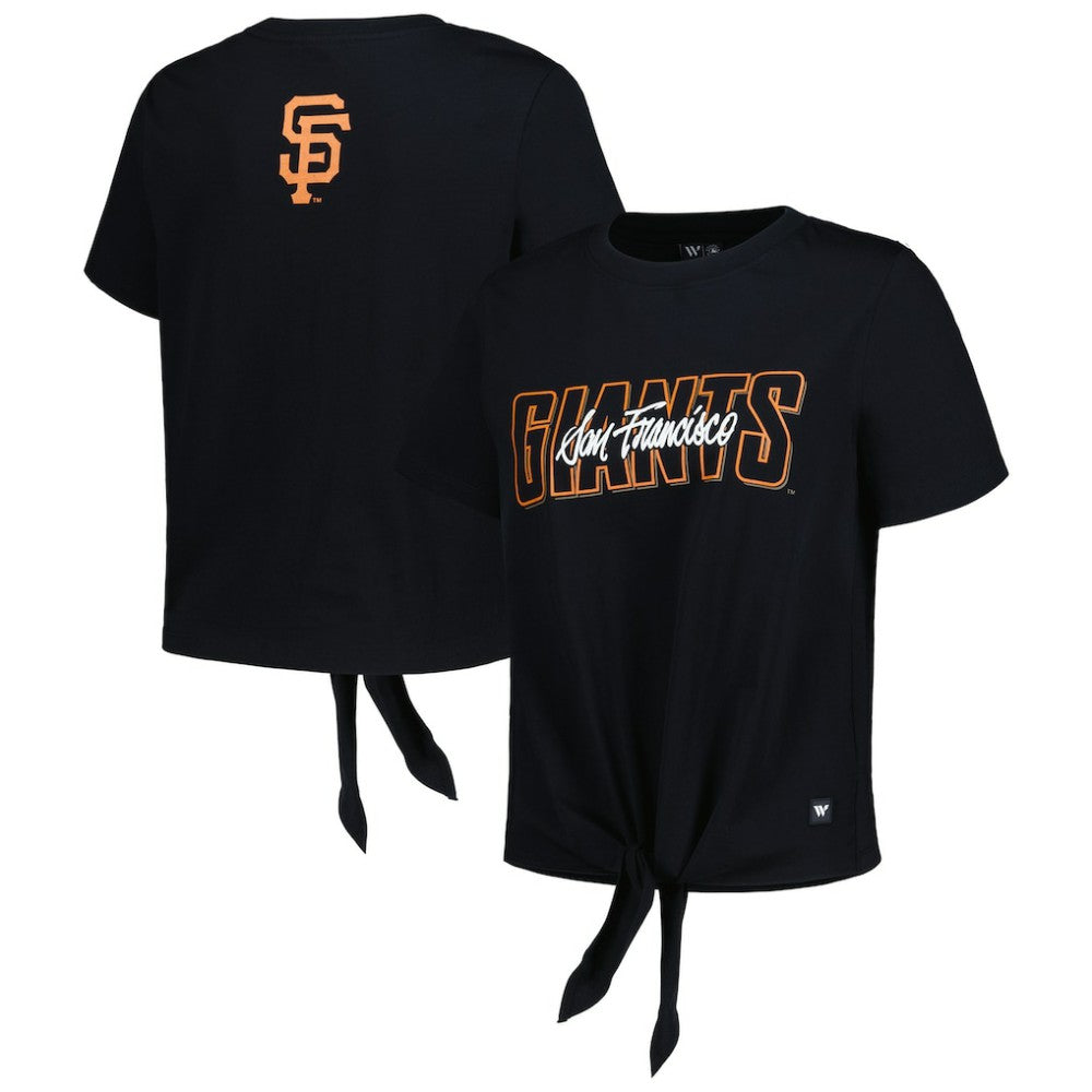 San Francisco Giants The Wild Collective Women's Twist Front T-Shirt - Black - MLB Lifestyle