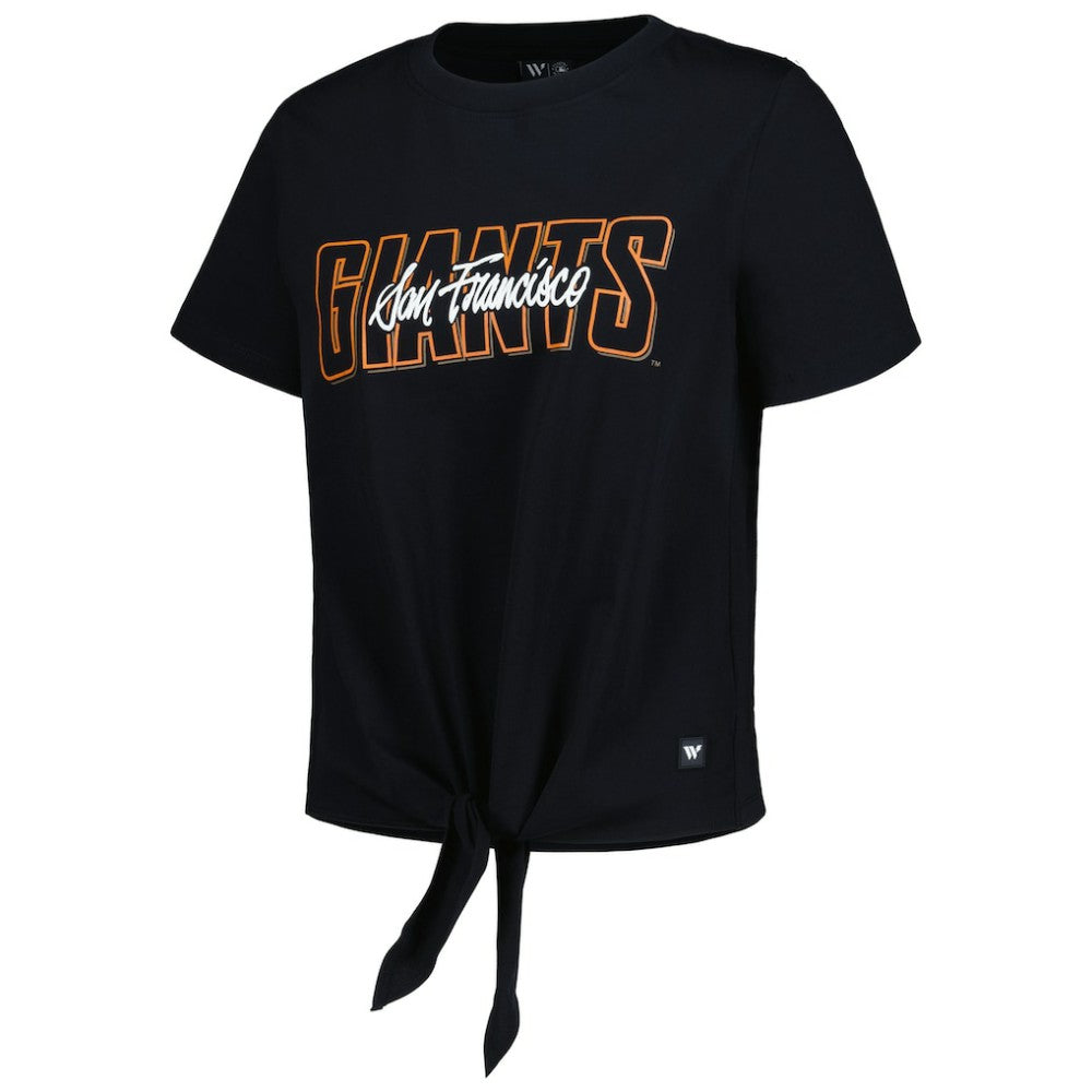 San Francisco Giants The Wild Collective Women's Twist Front T-Shirt - Black - MLB Lifestyle